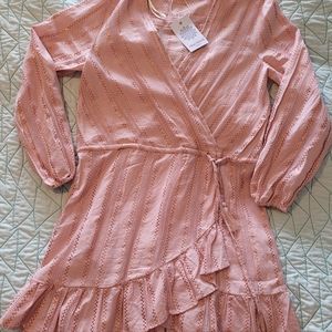 NWT Blue Island Beach Pink Metallic Wrap Dress Cover-up Size XS